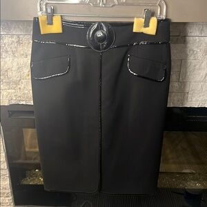 Per Se size 4 Wool blend Black Pencil Skirt with glossy trim